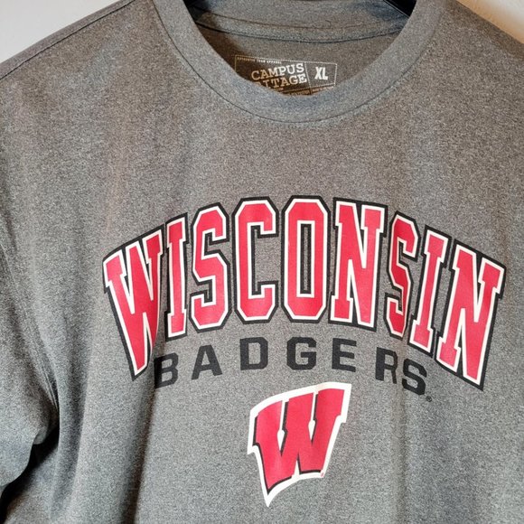 Wisconsin Badgers Men's Gray Campus Heritage Long Sleeve Shirt Size XL Like New - Picture 3 of 4